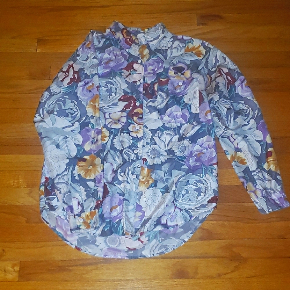 Vintage Oversized Silk Floral Buttondown